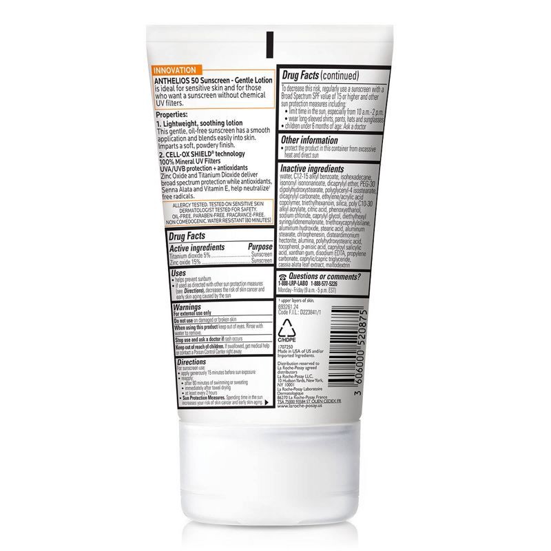 slide 6 of 8, La Roche Posay Anthelios Body and Face Soft Finish Mineral Sunscreen Lotion - SPF 50 - 3.04 fl oz, 50 ct; 3.04 fl oz