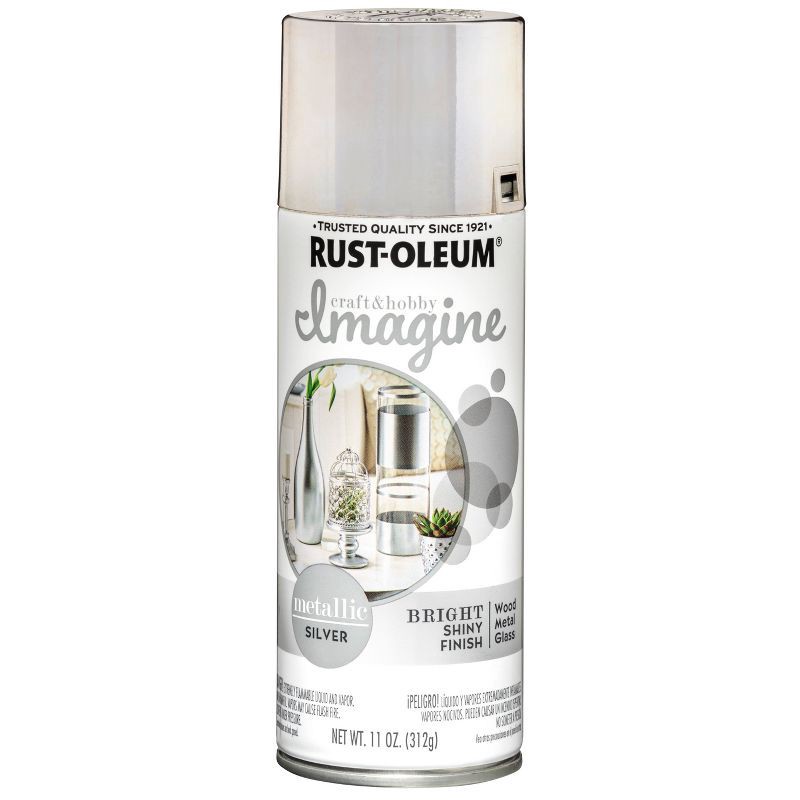 slide 1 of 4, Rust-Oleum Craft & Hobby Spray Paint Metallic Silver: Enamel Finish for Interior Use on Wood, Metal, Glass, 12 oz, 12 oz