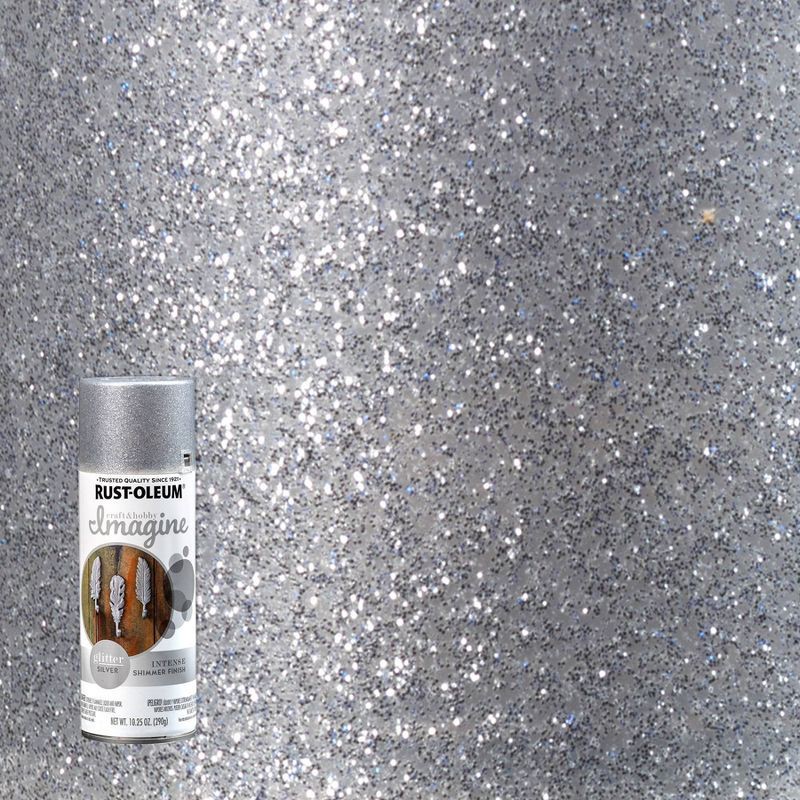 slide 3 of 4, Rust-Oleum Craft & Hobby Spray Paint Glitter Silver: Interior Use, Water-Based, 20 sq ft Coverage, Quick Dry, 20 sq ft