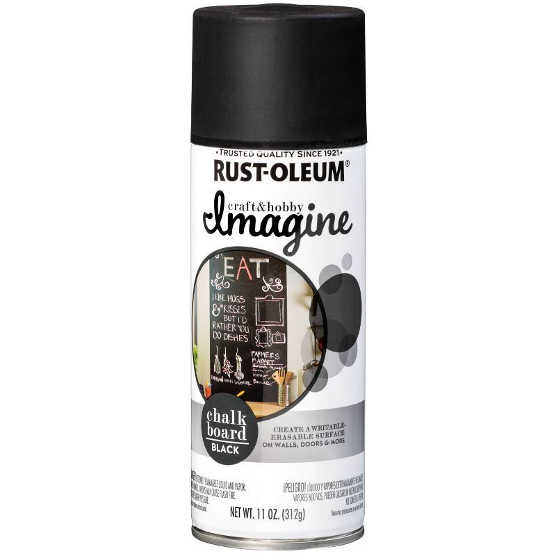 slide 4 of 4, Rust-Oleum 11oz Imagine Chalkboard Spray Paint Black: Interior Use, Oil Base, Drywall & Wood, 20 sq ft Coverage, 11 oz, 20 sq ft