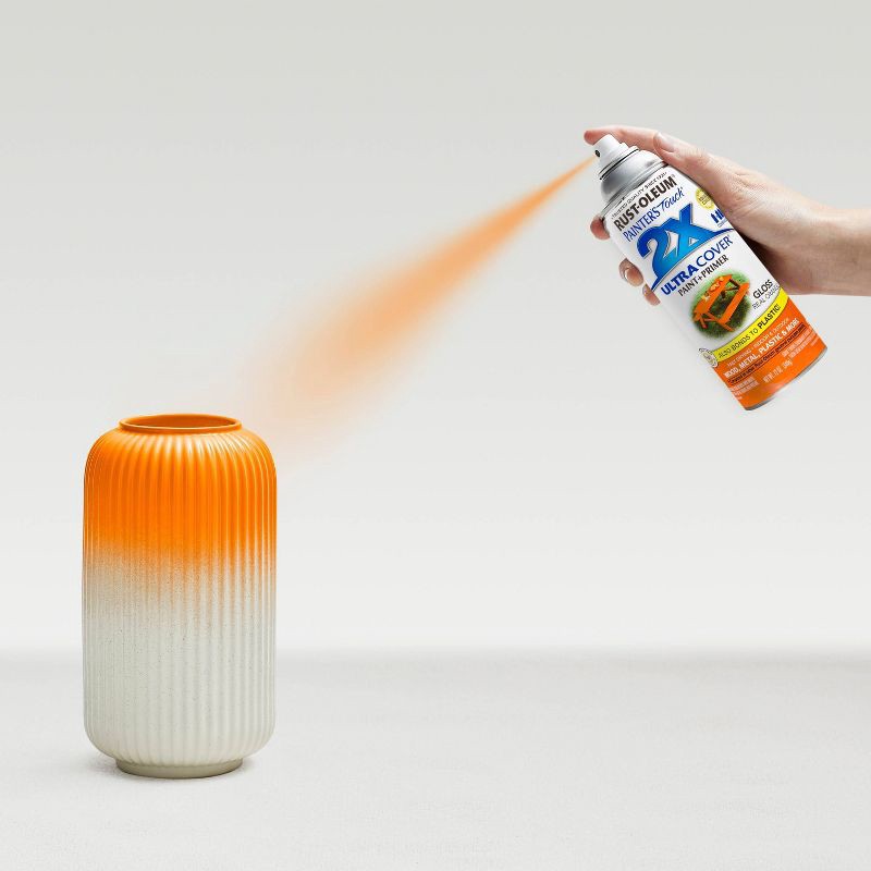 slide 8 of 13, Rust-Oleum 12oz 2X Painter's Touch Ultra Cover Gloss Spray Paint Orange: Enamel, Interior/Exterior, 20 sq ft Coverage,