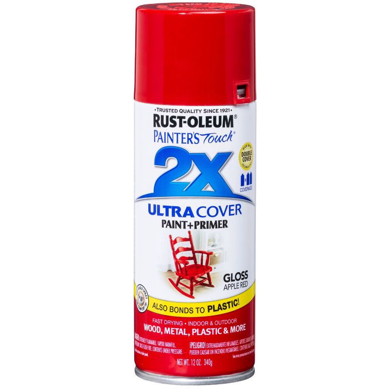 slide 4 of 13, Rust-Oleum 12oz Painters Touch 2X Ultra Cover Spray Paint Red: Glossy Enamel for Interior & Exterior Surfaces, 