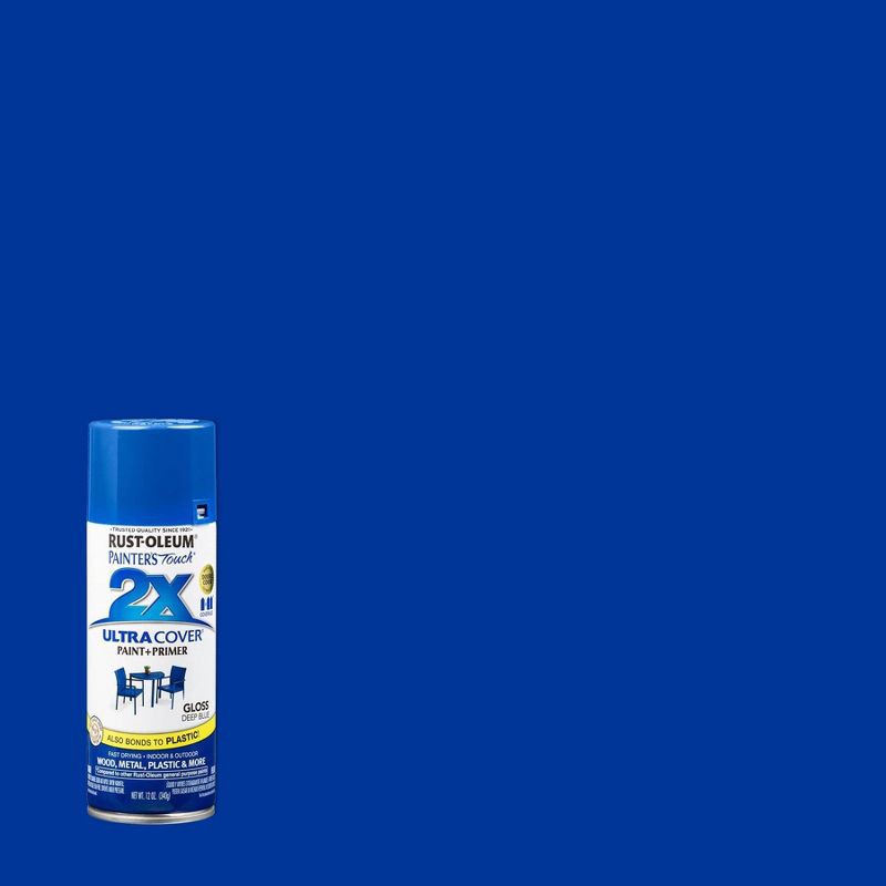 slide 1 of 13, Rust-Oleum 12oz Painters Touch 2X Ultra Cover Spray Paint Deep Blue: Glossy Enamel for Interior & Exterior Surfaces,