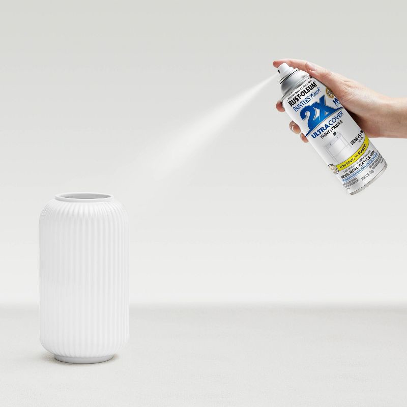 slide 7 of 12, Rust-Oleum 12oz Painters Touch 2X Ultra Cover Semi-Gloss Spray Paint White: Enamel for Interior & Exterior Surfaces,