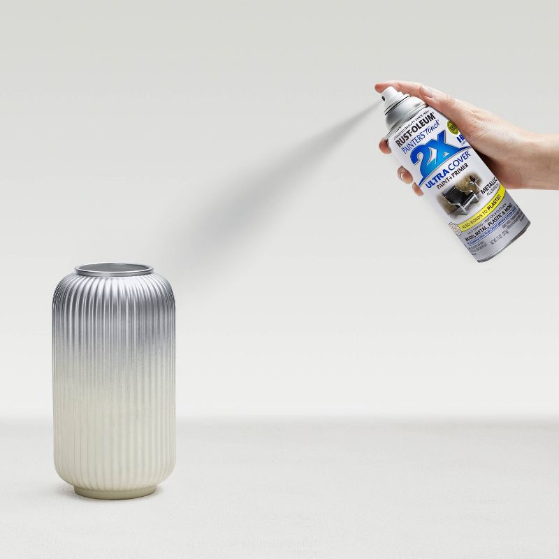 slide 8 of 13, Rust-Oleum 12oz Painters Touch 2X Ultra Cover Spray Paint Aluminum: Enamel, Interior/Exterior, Silver, 20 sq ft Coverage,