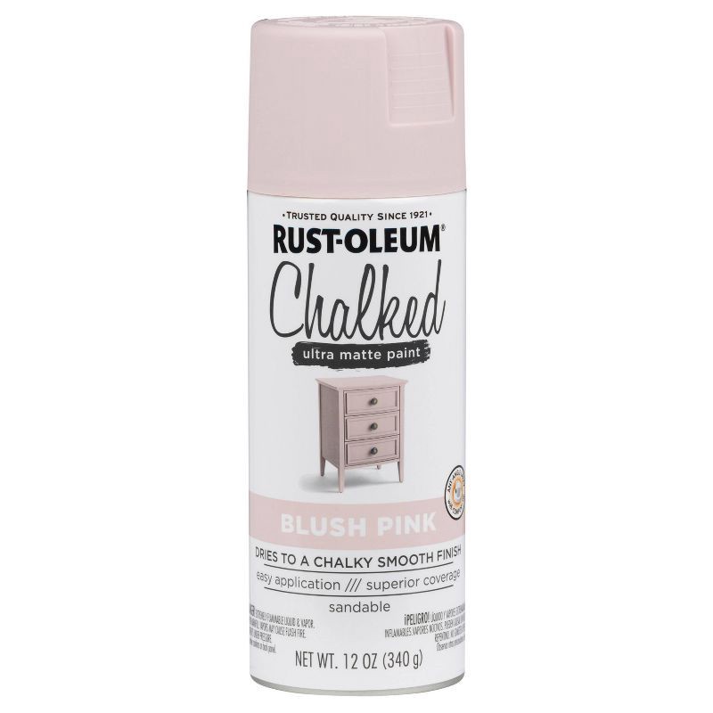 slide 2 of 10, Rust-Oleum 12oz Chalked Ultra Matte Spray Paint Blush Pink: Interior Use, Oil Base, Drywall & Wood Surfaces, 12 oz