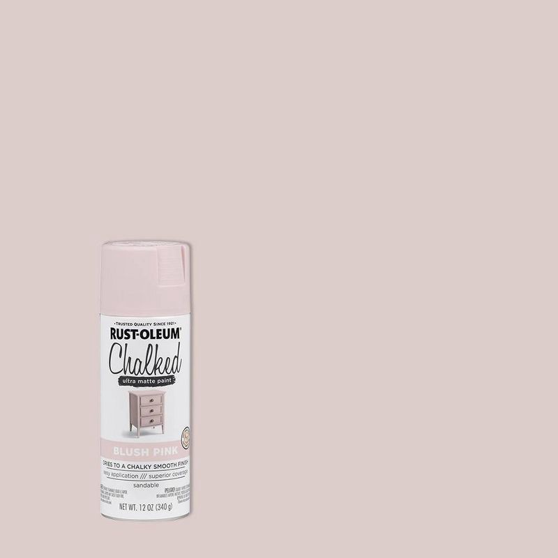 slide 1 of 10, Rust-Oleum 12oz Chalked Ultra Matte Spray Paint Blush Pink: Interior Use, Oil Base, Drywall & Wood Surfaces, 12 oz