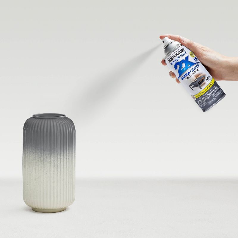 slide 7 of 12, Rust-Oleum 12oz Painters Touch 2X Ultra Cover Spray Paint Gray: Satin Finish, Interior & Exterior, Enamel Base, 