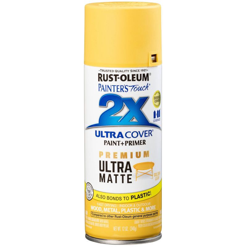 slide 4 of 10, Rust-Oleum 12oz 2X Painter's Touch Ultra Cover Matte Spray Paint Gold, 12 oz