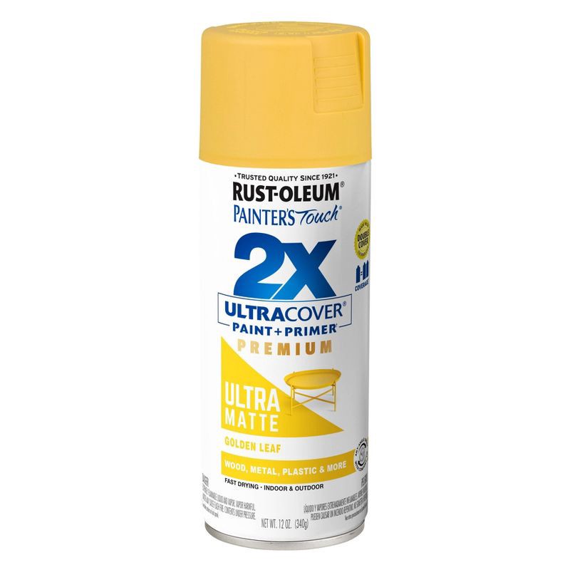 slide 8 of 10, Rust-Oleum 12oz 2X Painter's Touch Ultra Cover Matte Spray Paint Gold, 12 oz