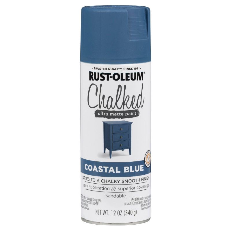 slide 2 of 10, Rust-Oleum 12oz Chalked Ultra Matte Spray Paint Coastal Blue, 12 oz