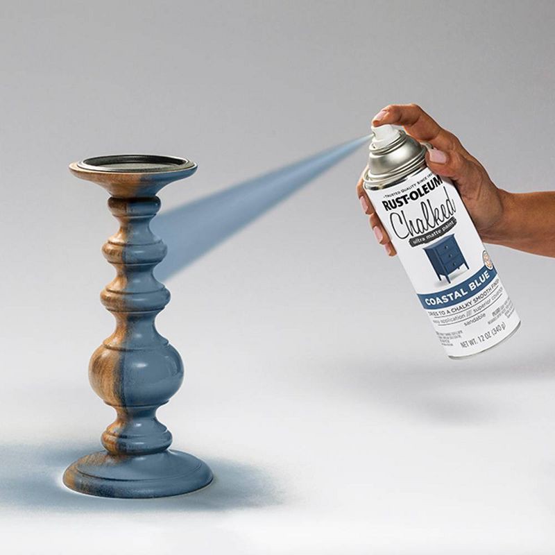 slide 6 of 7, Rust-Oleum 12oz Chalked Ultra Matte Spray Paint Coastal Blue: Interior Use, Oil Base, Multi-Surface, 20 sq ft Coverage, 12 oz, 20 sq ft