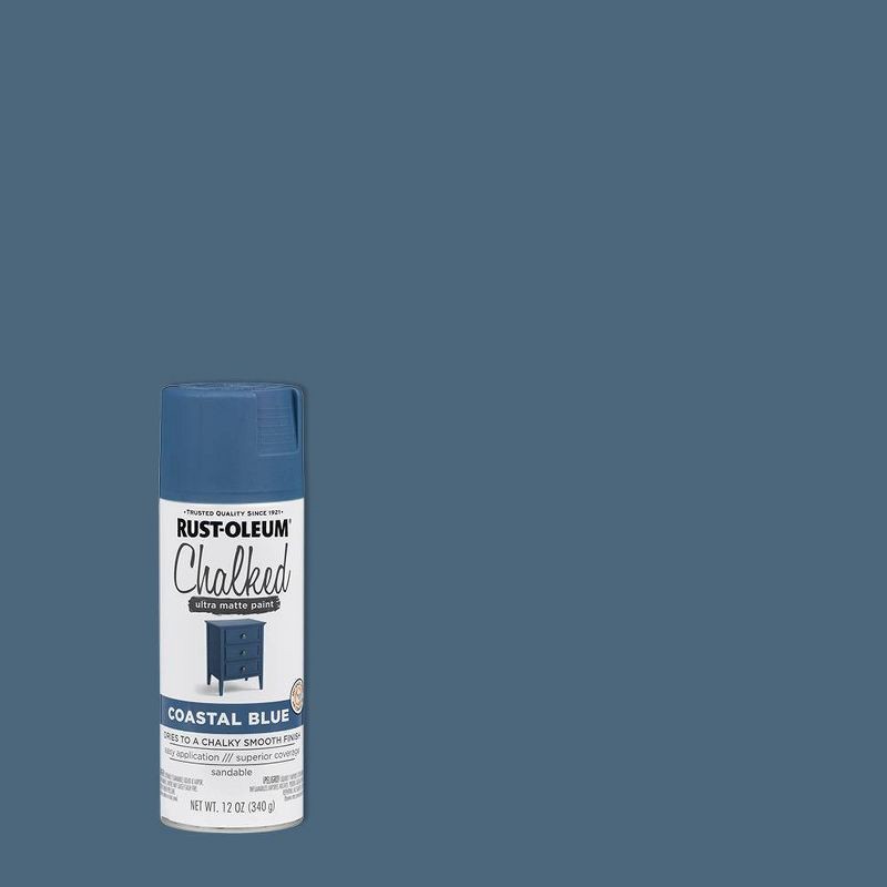 slide 1 of 10, Rust-Oleum 12oz Chalked Ultra Matte Spray Paint Coastal Blue, 12 oz