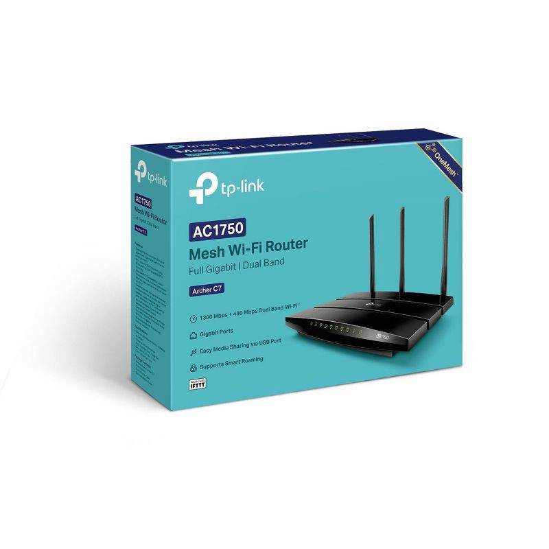 slide 5 of 5, TP-Link AC1750 Dual Band Wireless Gigabit WiFi 5 Router- (Archer C7), 1 ct