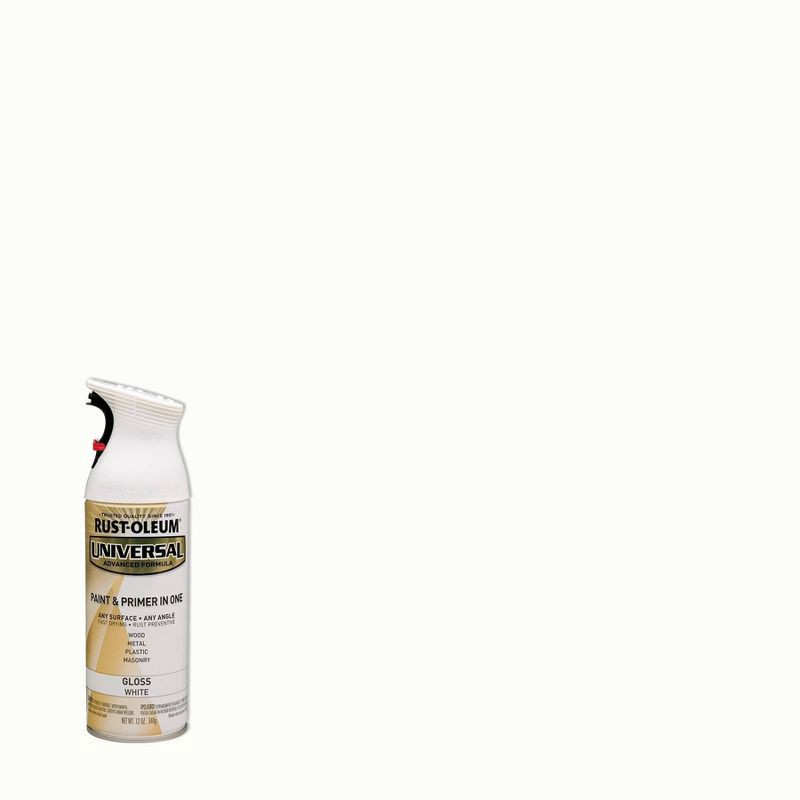 slide 1 of 12, Rust-Oleum 11oz Universal Paint and Primer in One Gloss White: Interior & Exterior Spray for Metal, Wood, Glass, Vinyl, 11 oz