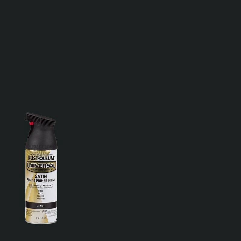 slide 1 of 11, Rust-Oleum 11oz Universal Paint and Primer in One Black: Satin Finish Spray for Interior & Exterior Surfaces, 11 oz