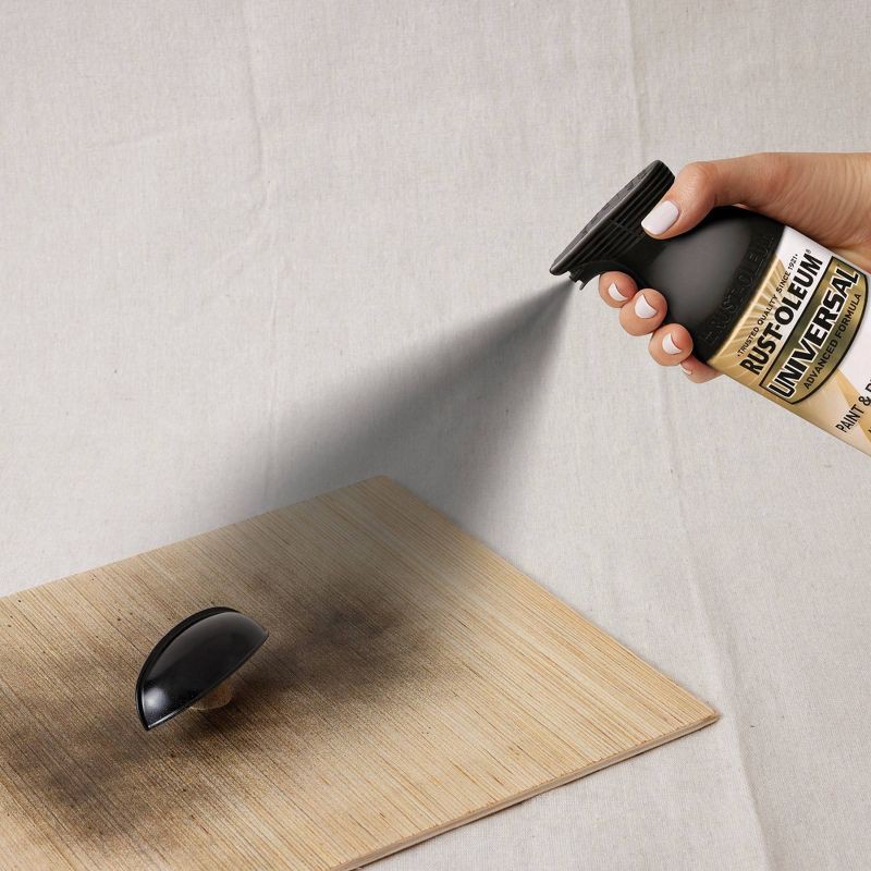 slide 8 of 11, Rust-Oleum 11oz Universal Paint and Primer in One Gloss Black: Spray Paint for Interior & Exterior, Metal, Wood, Glass, 