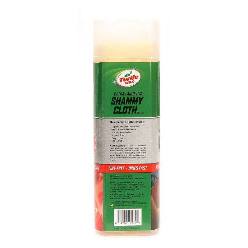 slide 2 of 3, Turtle Wax Extra Large PVA Chamois Cloth: Car Wash Shammy Towel for RVs, Trucks, Boats, Automotive Cleaning Accessory, 1 ct