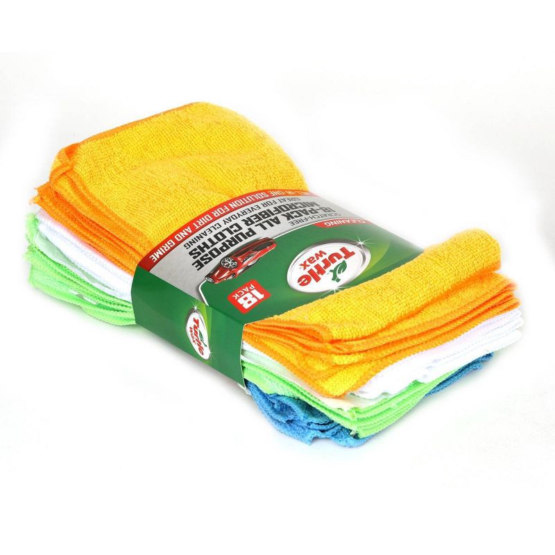 slide 3 of 3, Turtle Wax 18pk All Purpose Microfiber Cloths: Multicolor Automotive Cleaning Towels for Cars, Trucks, Boats & Motorcycles, 18 ct