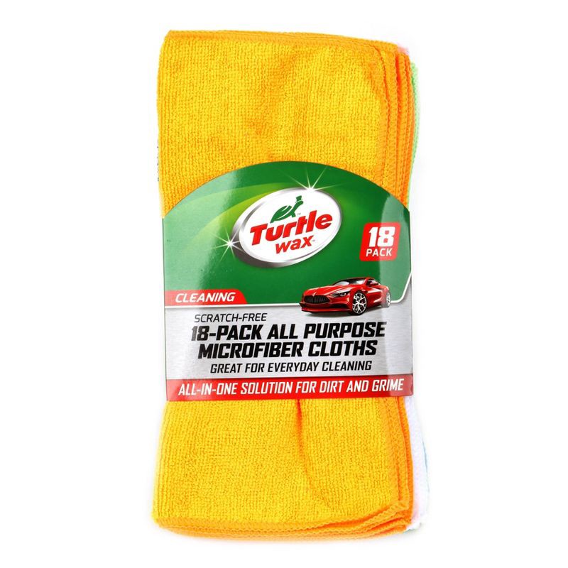 slide 1 of 3, Turtle Wax 18pk All Purpose Microfiber Cloths: Multicolor Automotive Cleaning Towels for Cars, Trucks, Boats & Motorcycles, 18 ct