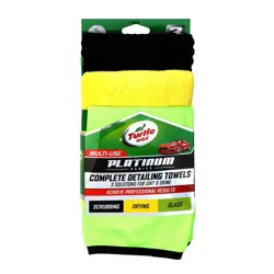 Turtle Wax Platinum 3pk Microfiber Detailing Towel Set: Green Polyester, 14"x14", Safe for Cars, Trucks, Boats, Motorcycles