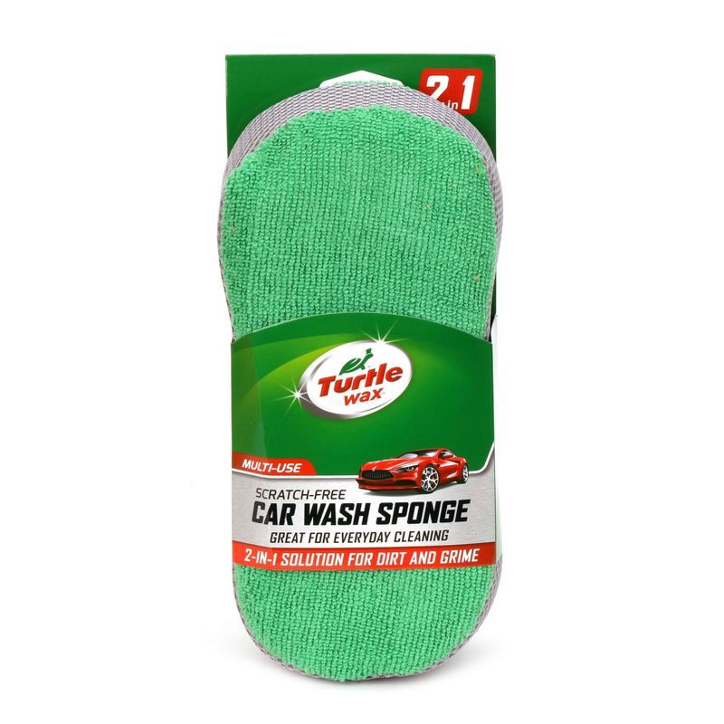 slide 1 of 3, Turtle Wax 2-in-1 Microfiber Wash/Scrub Sponge, 1 ct