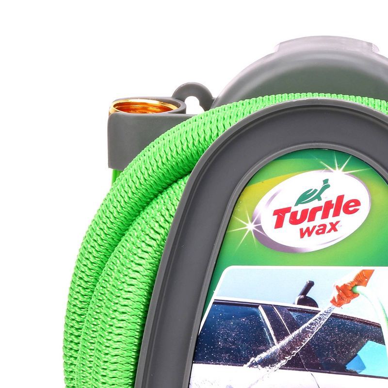 slide 3 of 3, Turtle Wax 75' Expandable Garden Hose: 75 ft Kink-Resistant Stretch Water Hose, 5/8 Inch Diameter, Green, 75 ft