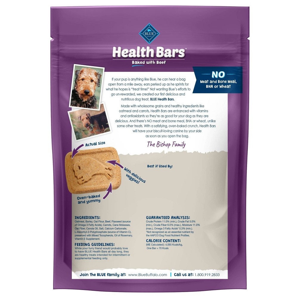 slide 2 of 2, Blue Buffalo - Health Bars Baked With Beef For Dogs, 16 oz