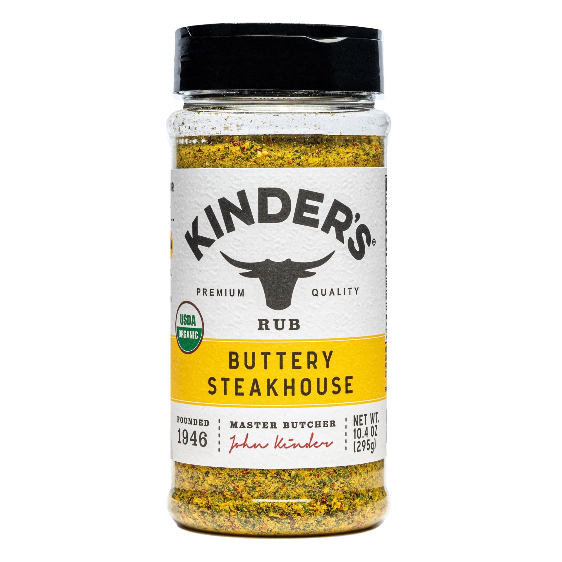 slide 1 of 1, Kinder's Organic Buttery Steakhouse Seasoning, 10.4 oz, 