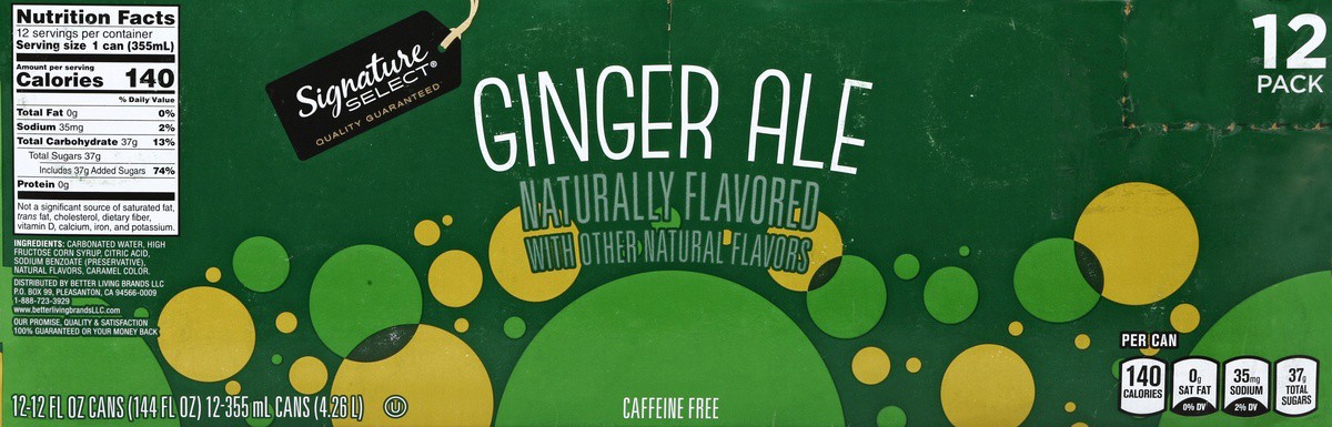 slide 2 of 7, Signature Select Ginger Ale 12 - 12 fl oz Cans, 12 ct