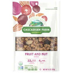 Cascadian Farm Organic Granola, Fruit and Nut Cereal, Resealable Pouch, 11 oz