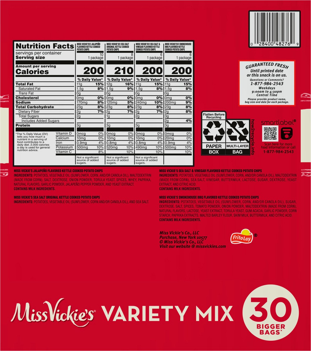 slide 9 of 13, Miss Vickie's Kettle Cooked Potato Chips Variety 1 3/8 Oz 30 Count, 30 ct