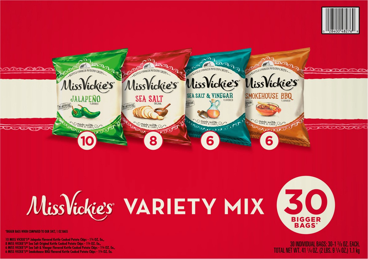 slide 12 of 13, Miss Vickie's Kettle Cooked Potato Chips Variety 1 3/8 Oz 30 Count, 30 ct