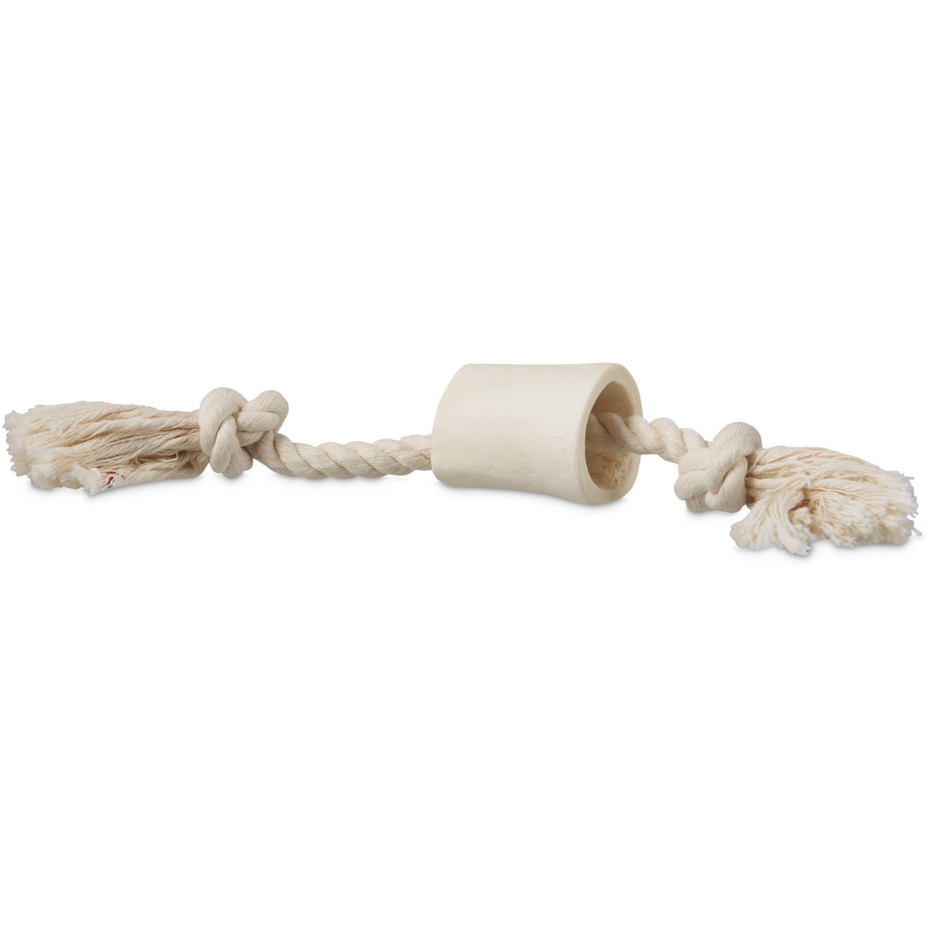 slide 1 of 1, Leaps & Bounds Rope Tug Dog Toy in White, MED