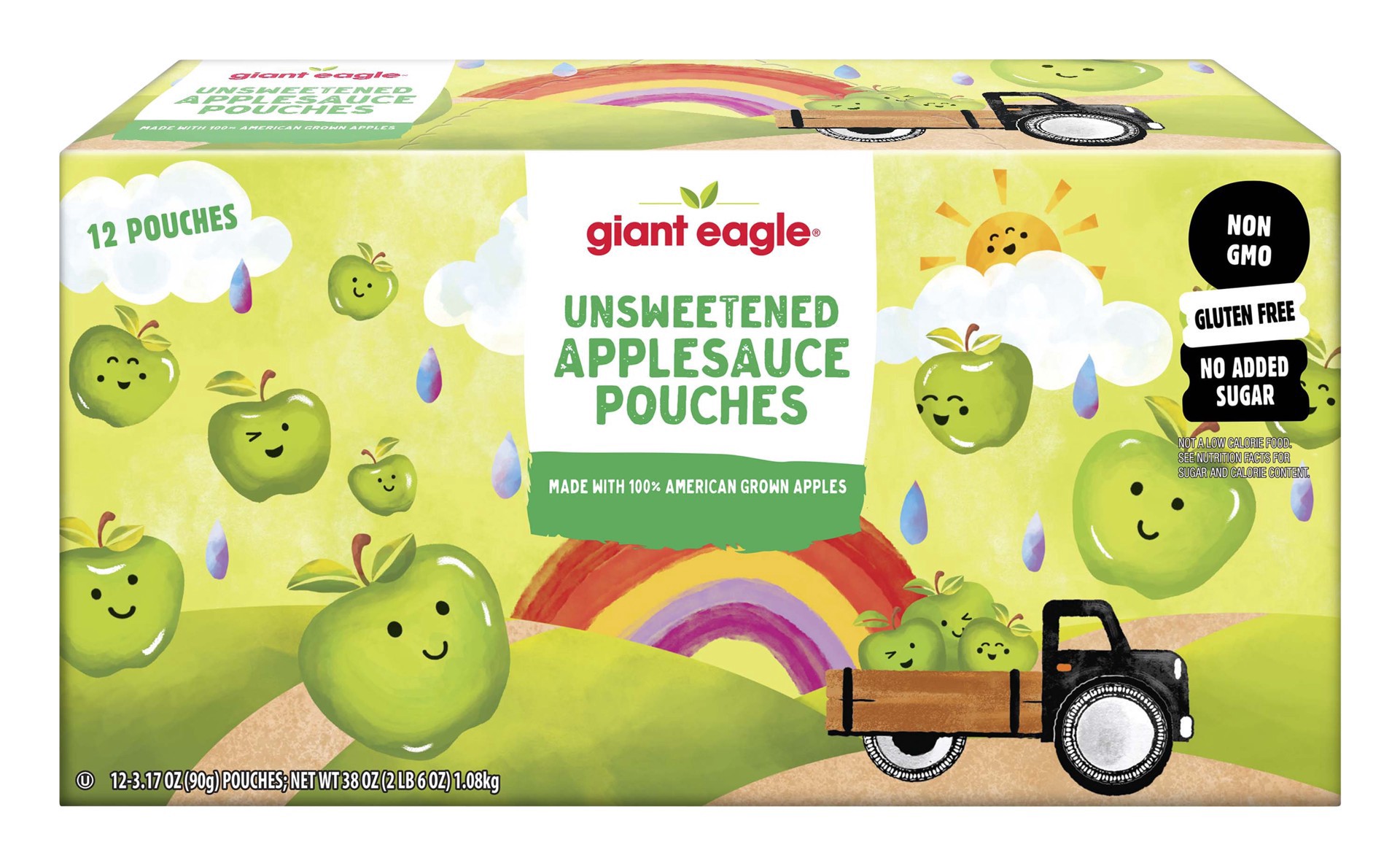 slide 1 of 1, Giant Eagle Unsweetened Applesauce Pouch, 12 ct