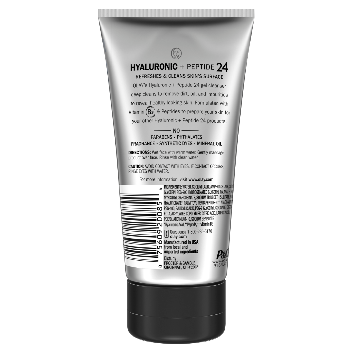 slide 5 of 6, Olay Regenerist Hyaluronic + Peptide 24 Face Wash, Fragrance-Free, 5.0 oz, 5 fl oz