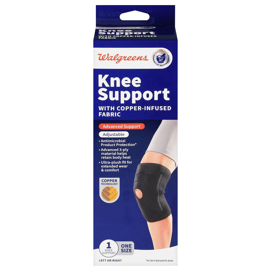 slide 1 of 5, Walgreens Latex Free Copper-Infused Adjustable Knee Support, 1 ct