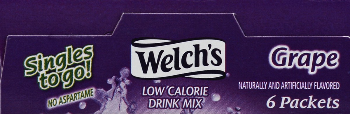 slide 3 of 5, Welch's Singles to Go! Low Calorie Grape Drink Mix 6 Sticks, 6 ct