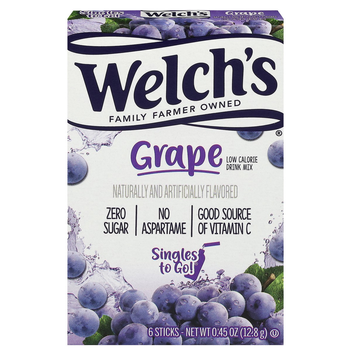 slide 1 of 5, Welch's Singles to Go! Low Calorie Grape Drink Mix - 6 ct, 6 ct