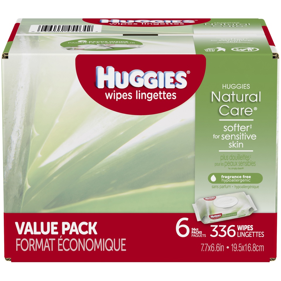 slide 1 of 1, Huggies 6x Natural Care Flip Tops, 338 ct