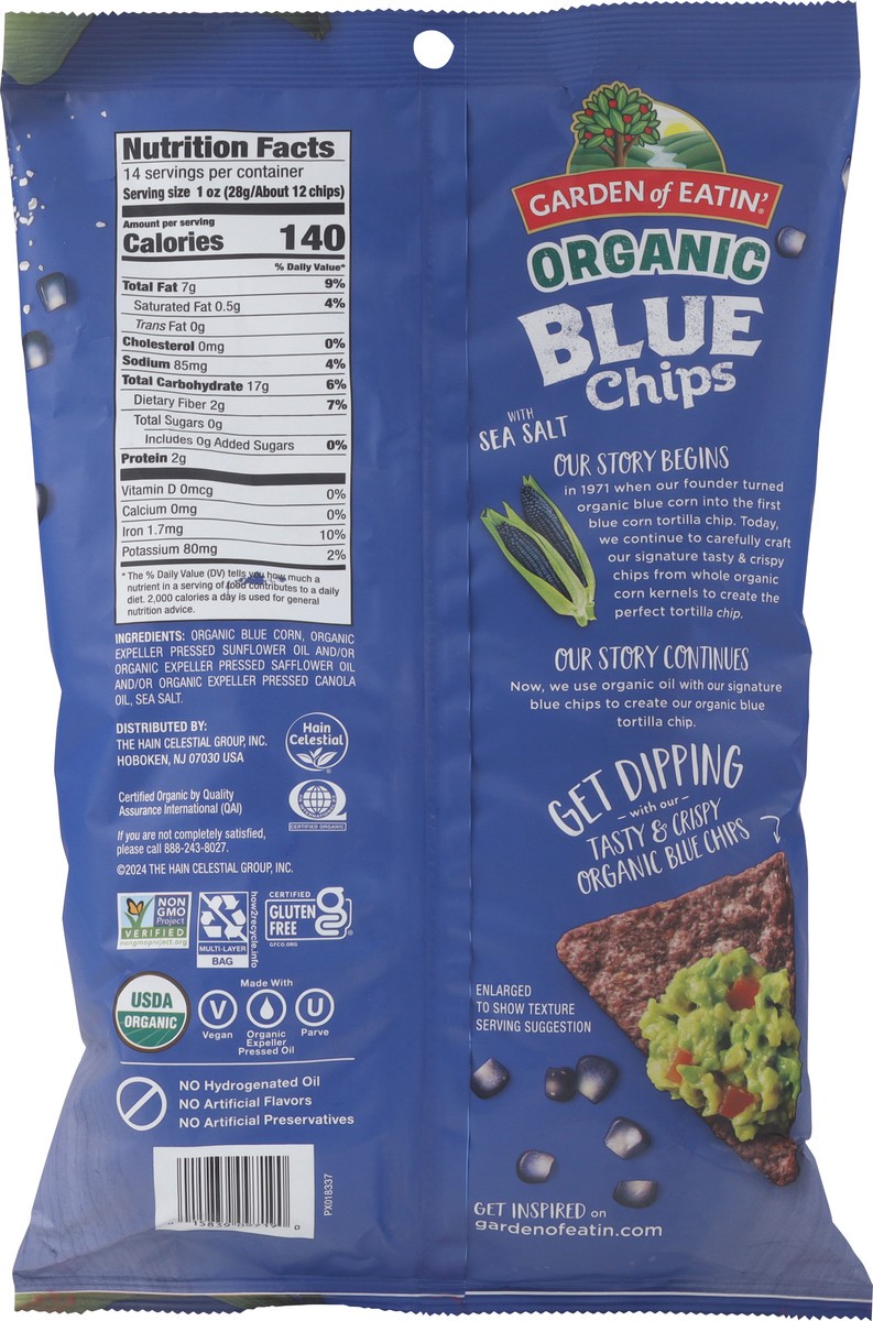 slide 2 of 13, Garden of Eatin' Organic Blue Corn Tortilla Chips with Sea Salt 14 oz, 14 oz