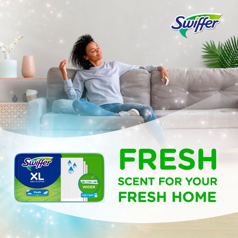 slide 4 of 11, Swiffer Sweeper X-Large Wet Mopping Pad Multi-Surface Refills for Floor Mop - Open Window Fresh Scent - 12ct, 12 ct
