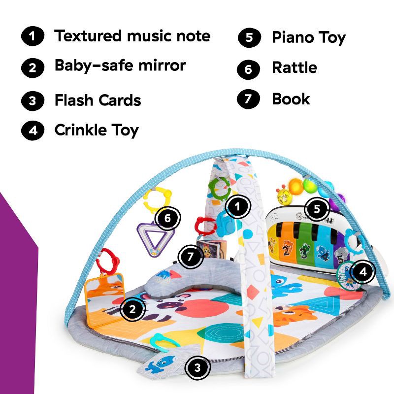 slide 5 of 20, Baby Einstein 4-in-1 Kickin' Tunes Music and Language Discovery Play Gym - Blue/Gray, 1 ct