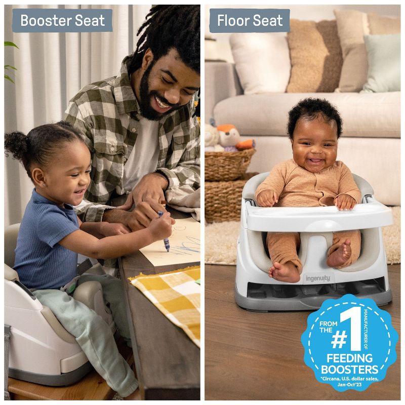 slide 2 of 17, Ingenuity Baby Base 2-in-1 Booster Feeding and Floor Seat with Self-Storing Tray - Cashmere, 1 ct