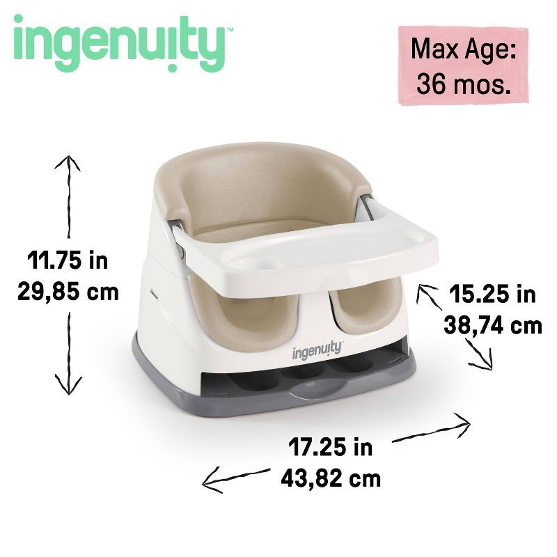 slide 6 of 17, Ingenuity Baby Base 2-in-1 Booster Feeding and Floor Seat with Self-Storing Tray - Cashmere, 1 ct