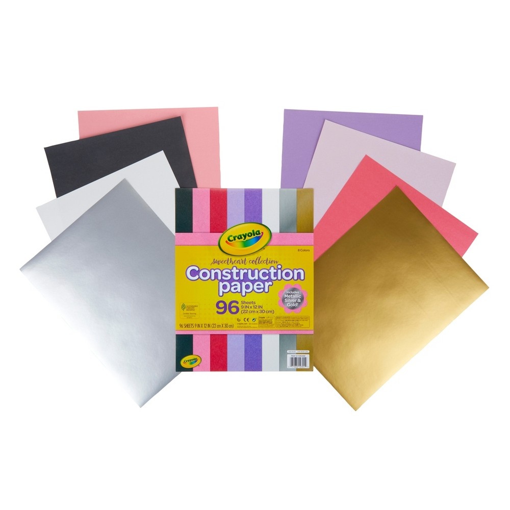 slide 2 of 4, Crayola 9" x 12" Kids Valentines Construction Paper - Sweetheart Collection, 1 ct