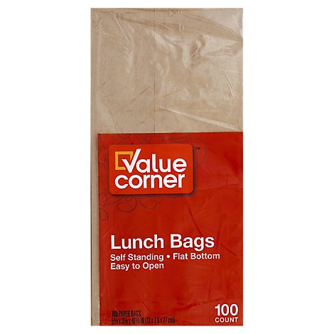 slide 1 of 1, Value Corner Bags Lunch Self Standing, 100 ct