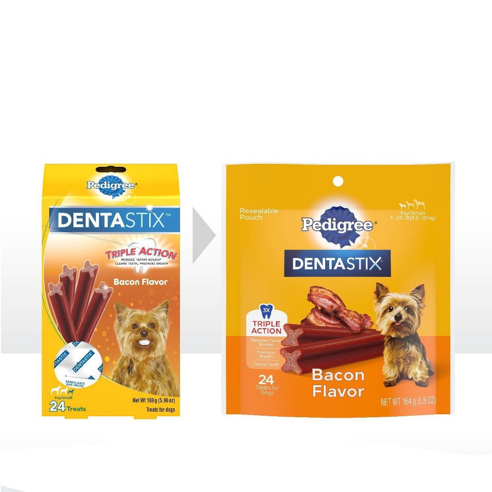 slide 3 of 5, Pedigree Dentastix Bacon Flavor Small Toy Dental Dental Dog Treats - 24ct, 24 ct