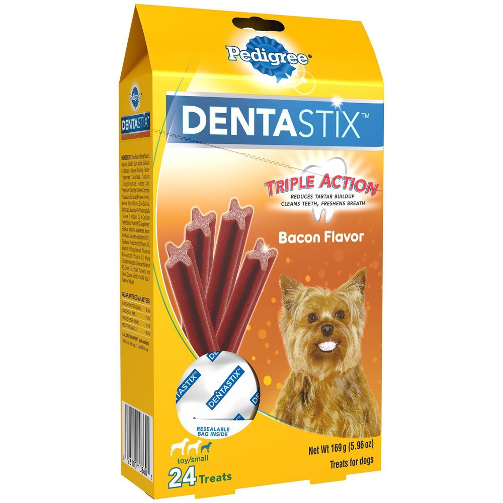 slide 5 of 5, Pedigree Dentastix Bacon Flavor Small Toy Dental Dental Dog Treats - 24ct, 24 ct
