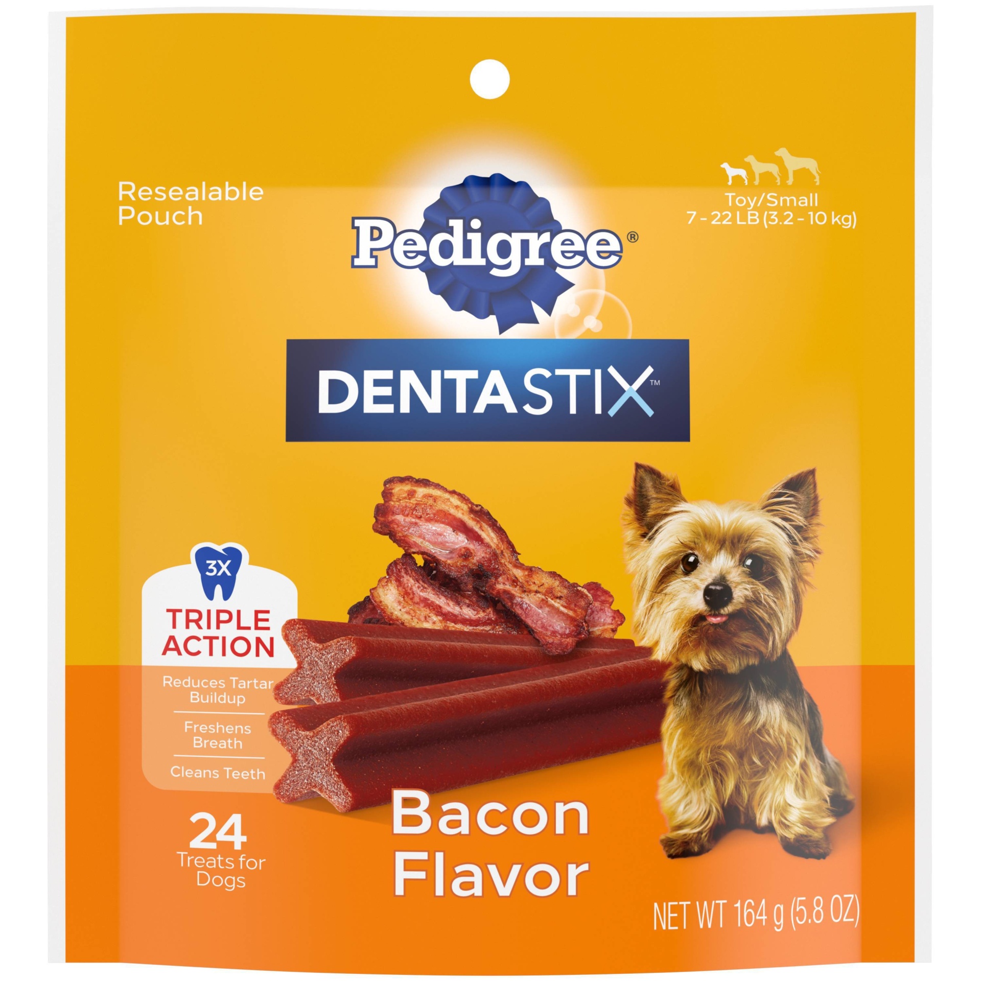 slide 1 of 5, Pedigree Dentastix Bacon Flavor Small Toy Dental Dental Dog Treats - 24ct, 24 ct